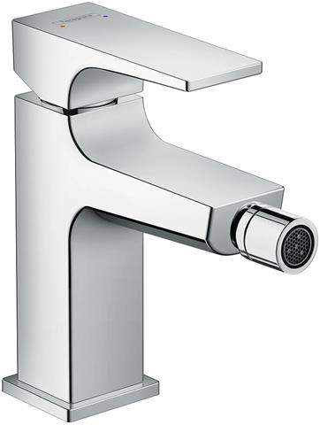 hansgrohe Bidet-Einhebelmischer Metropol mit Hebelgriff Ausladung 129mm, Push-Open Ablaufgarnitur, c-32520000