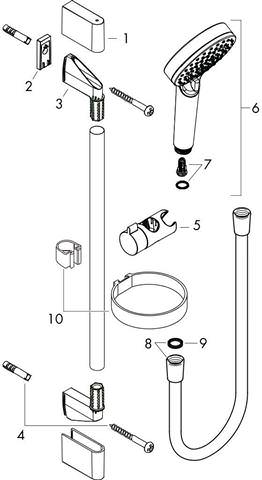 Brauseset Crometta Vario/Unica Brausestange 65 cm, mit Seifenschale, weiß/chrom