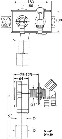 HAAS Unterputz-Geräte-Siphon OHA 4060, DN 40/50, für waagerechte Montage, schwarz-04060