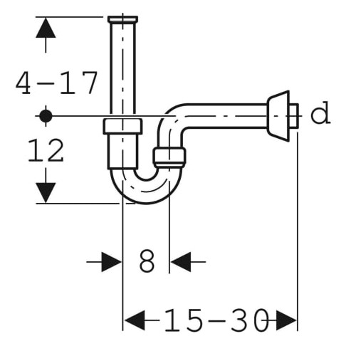 Geberit Rohrbogenveruchsverschluss für Waschbecken und Bidet, Abgang horizontal: d=40mm, G=1 1/4", w 