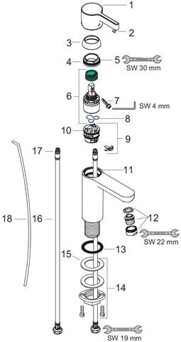 Waschtisch-Einhebelmischer Metris S EcoSmart 5 l/min, mit Ablaufgarnitur, chrom-31060000