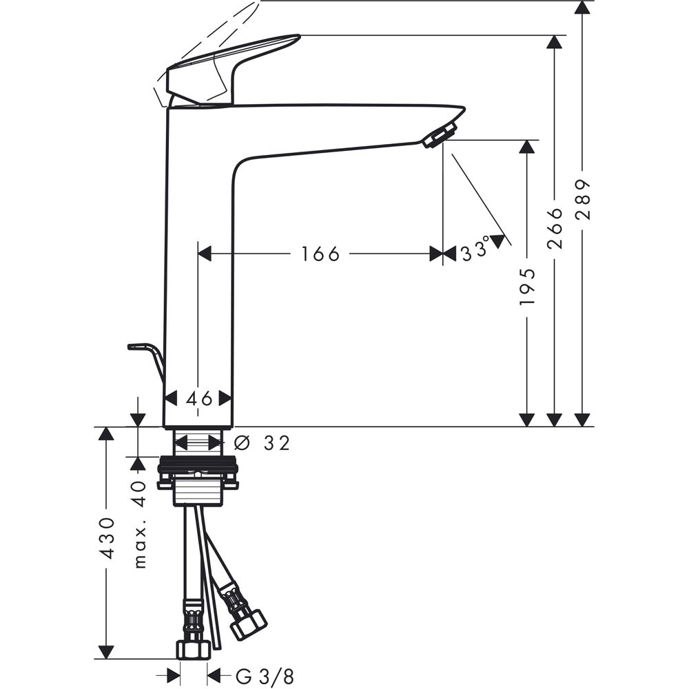 Waschtisch-Einhebelmischer Logis 190 EcoSmart 5 l/min, mit Zugstangen-Ablaufgarnitur, chrom