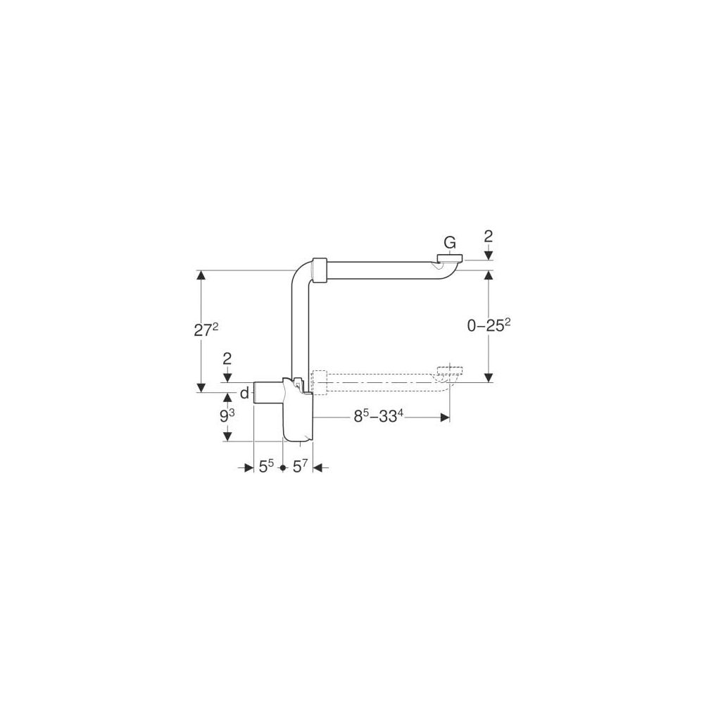 Geberit Tauchrohrsiphon G 1 1/4, 32 mm, Raumsparmodell, für Waschbecken, Abgang horizontal, weiß