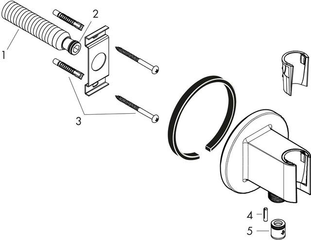 Schlauchanschluss Axor Fixfit Porter rund mit Rückflussverhinderer, integrierte Haltefunktion, chrom-36733000