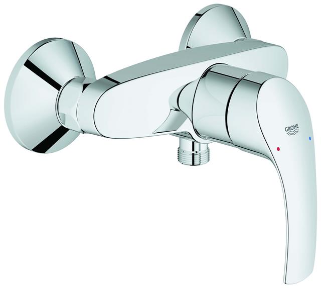 GROHE Brause-Einhebelmischer Eurosmart chrom, Wandmontage, mit Temperaturbegrenzer, Abgang unten 1/2-33555002