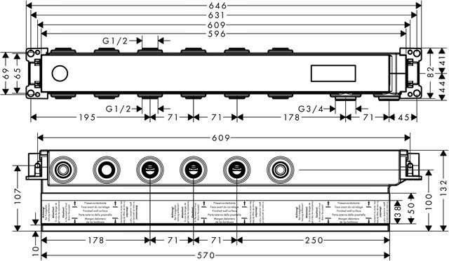 hansgrohe Grundset Axor Select für Thermostatmodul Select, für 4 Verbraucher-18312180