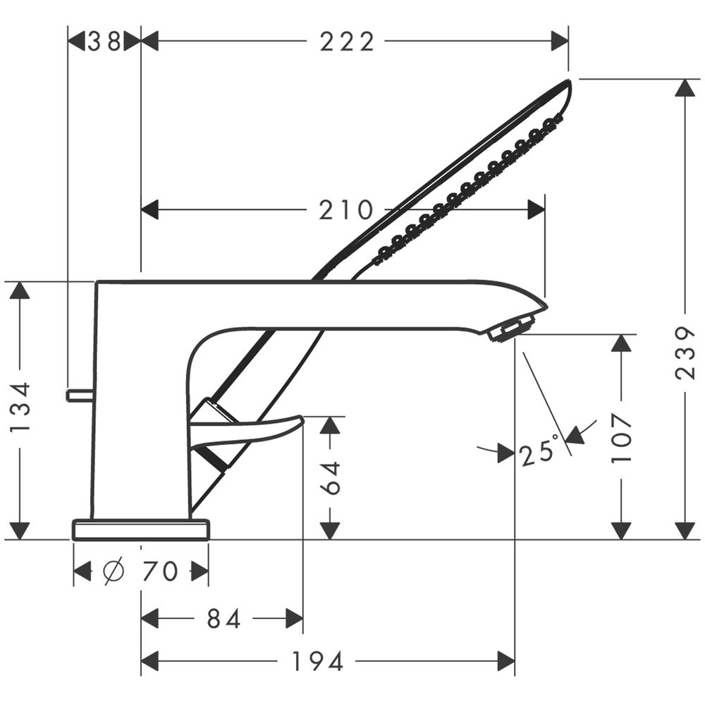 hansgrohe Fertigmontageset Metris 3-Loch-Wannenrand-Einhebelmischer, chrom-31190000