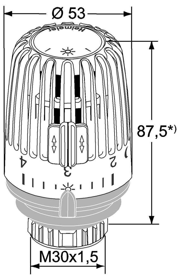 HEIMEIER Thermostat-Kopf K weiß, mit Nullstellung