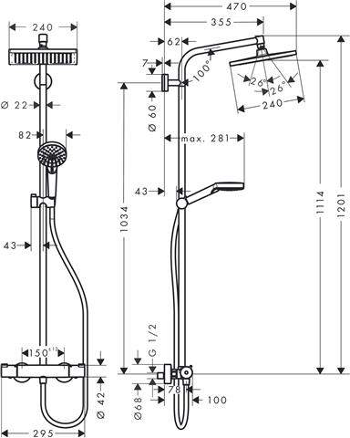 Hansgrohe Showerpipe Crometta E 240 1jet 240 x 240 mm, chrom