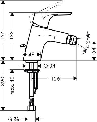 hansgrohe Bidet-Einhebelmischer Focus chrom, mit Ablaufgarnitur-31920000