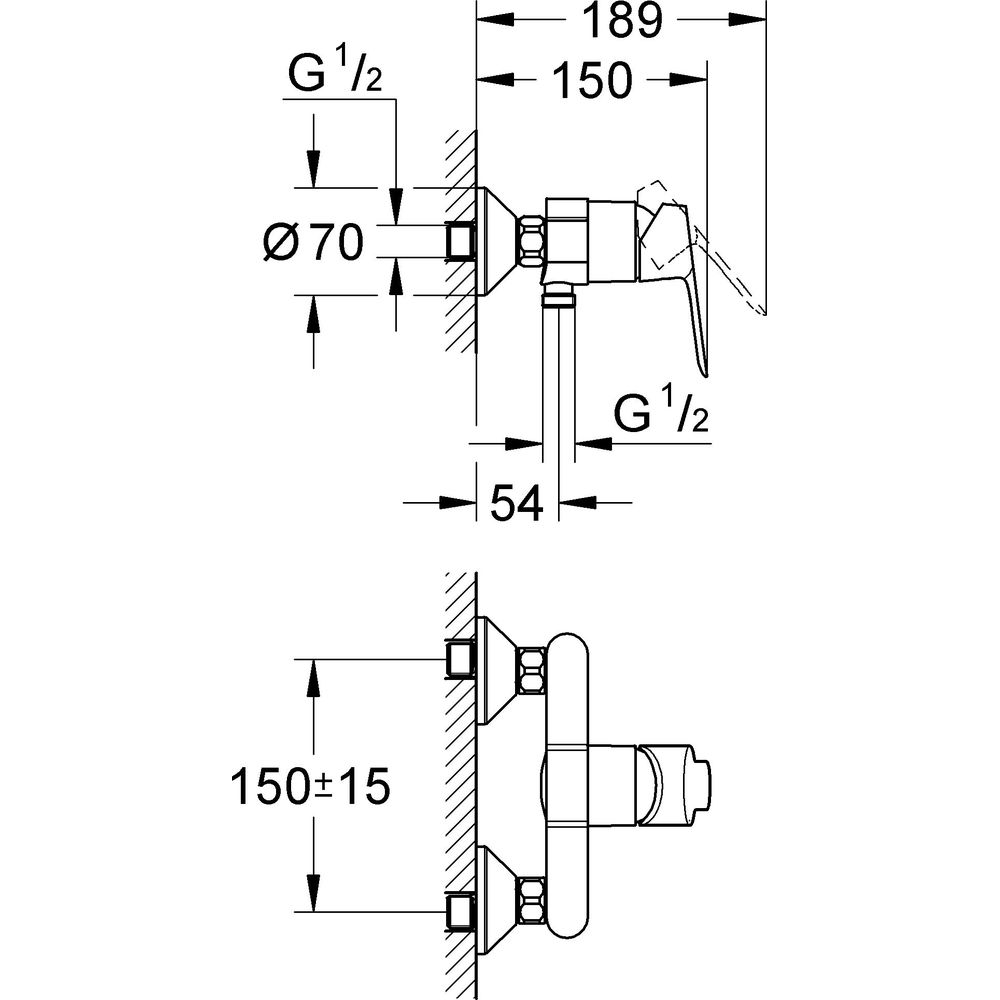 GROHE Brause-Einhebelmischer BauEdge chrom, Wandmontage