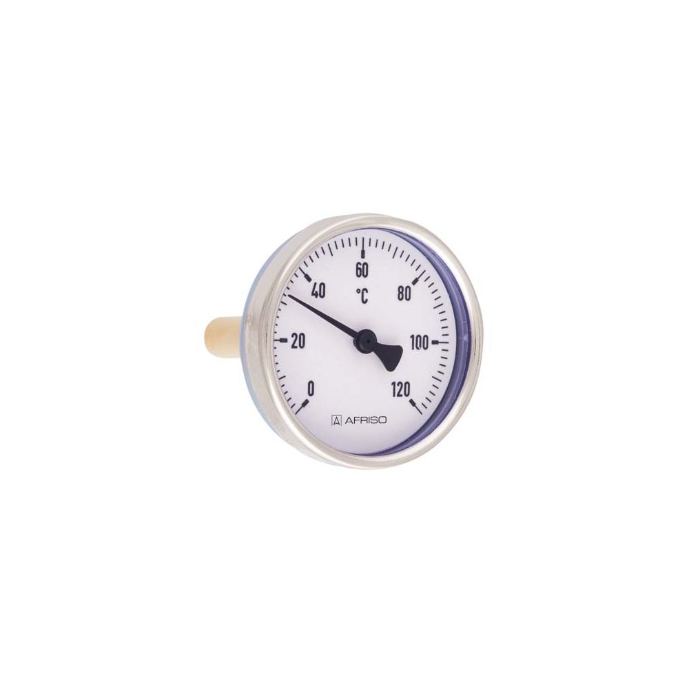 Afriso Bimetall-Thermometer BiTh 80 ST axial 63 mm, 0/120 GradC, Gehäuse-d= 80mm-63807