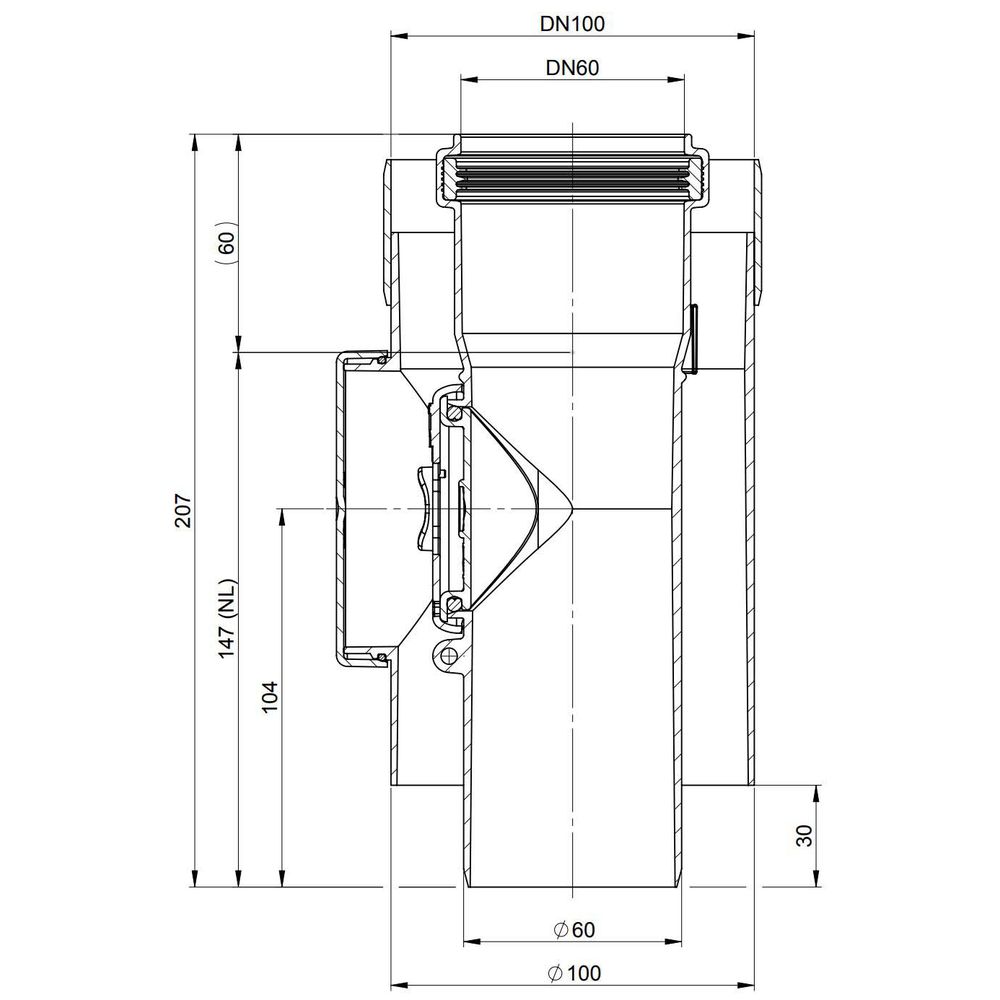 ATEC Kontroll-Rohr PolyTwin DN 60/100, PP, konzentrisch, weiß