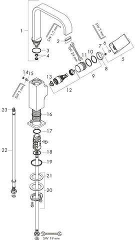 hansgrohe Metropol Einhebel-Waschtischmischer 230 mit Hebelgriff Ausladung 165mm, mit Push-Open Abla-32511000