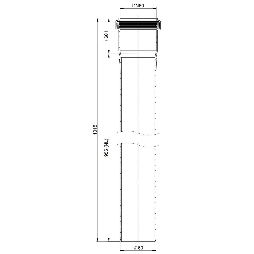 ATEC Rohr PolyTop 955 mm, DN 60, kürzbar