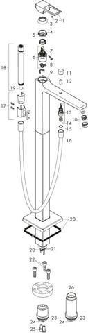 hansgrohe Fertigmontageset Metropol Wannen-Einhebelmischer, bodenstehend, mit Bügelgriff, chrom-74532000