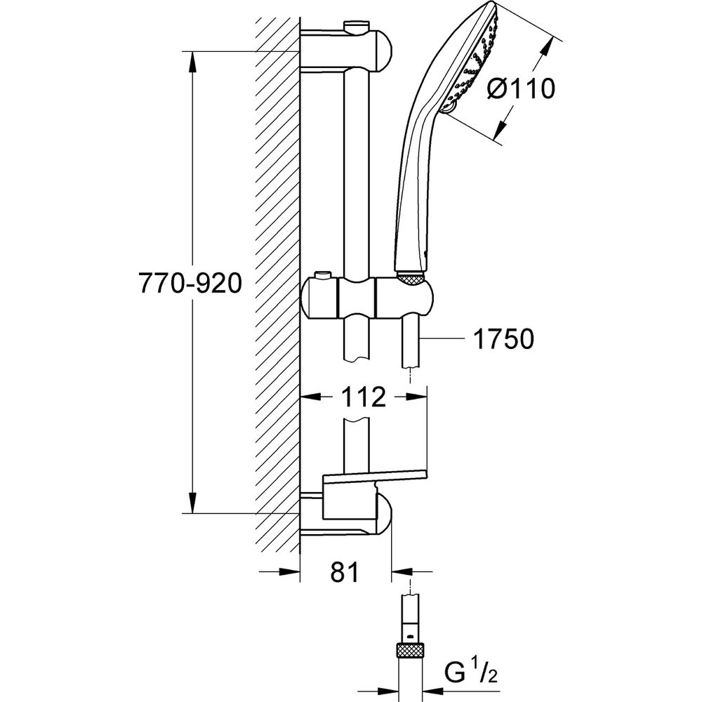 GROHE Brausegarnitur Euphoria 110 Duo mit Brausestange 90 cm, 2 Strahlarten, chrom