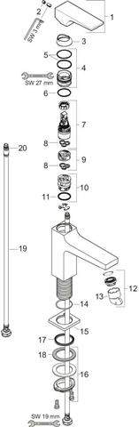 Waschtisch-Einhebelmischer Metropol 110 Ausladung 135mm, Push-Open Ablaufgarnitur, chrom-32507000