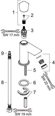 hansgrohe Standventil Logis EcoSmart 5 l/min, Ausladung 84mm, ohne Ablaufgarnitur, chrom, Kaltwasse-71120000