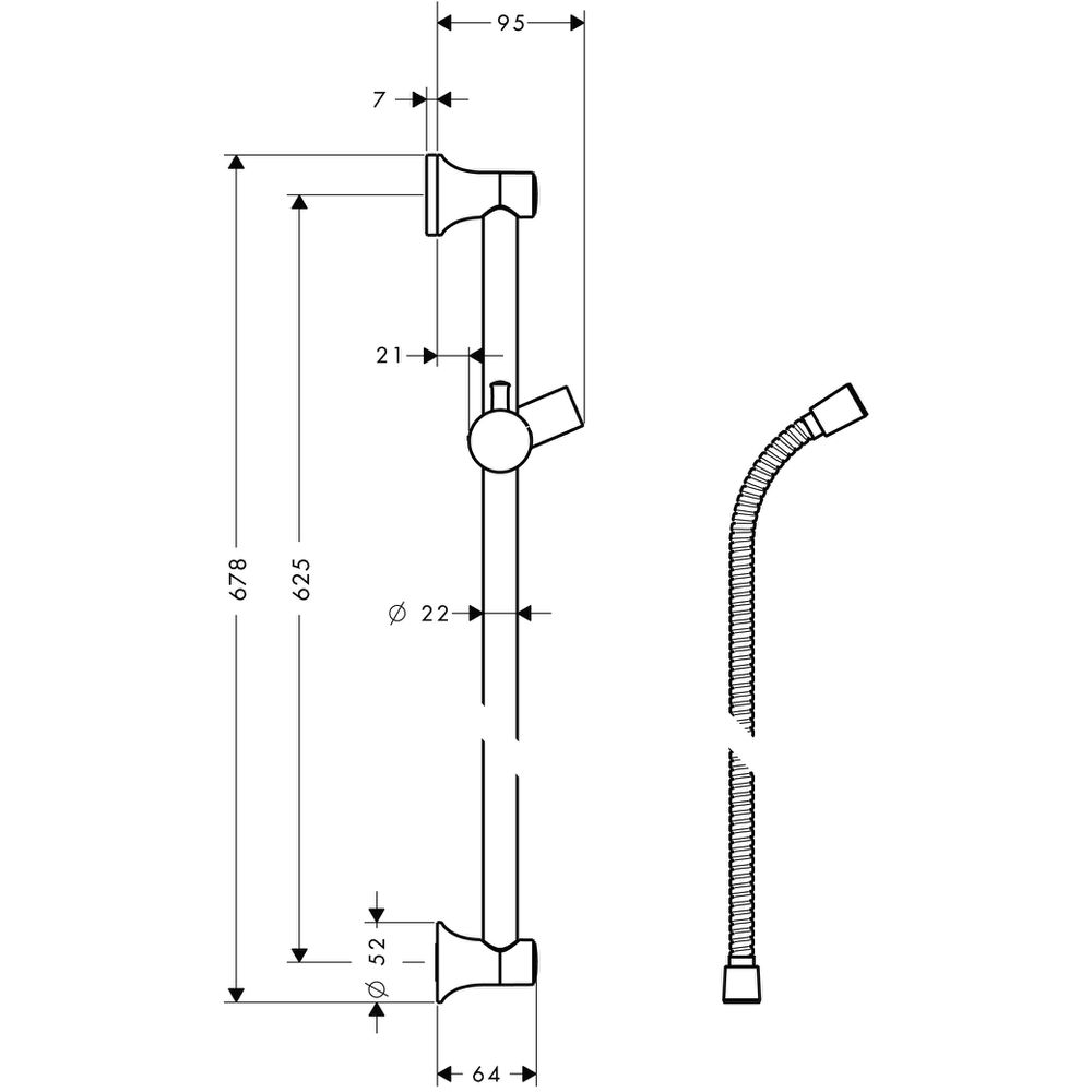 hansgrohe Brausestange Unica Classic 65cm, chrom-27617000