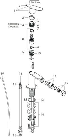 hansgrohe Bidet-Einhebelmischer Axor Citterio M Ausladung 116 mm, mit Ablaufgarnitur, chrom-34210000