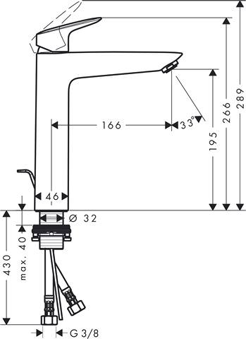 Waschtisch-Einhebelmischer Logis 190 EcoSmart 5 l/min, mit Zugstangen-Ablaufgarnitur, chrom