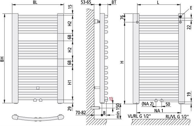 Kermi Bad-Heizkörper Basic-50 R-ER01M1800602XXK