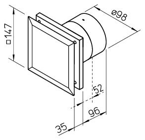 Helios Minilüfter M1/100 N/C mit Nachlauf und Intervallbetrieb