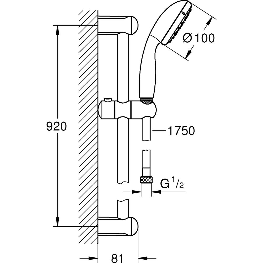 GROHE Brausestangenset Tempesta 110 27646_3 90 cm 2 Strahlarten chrom