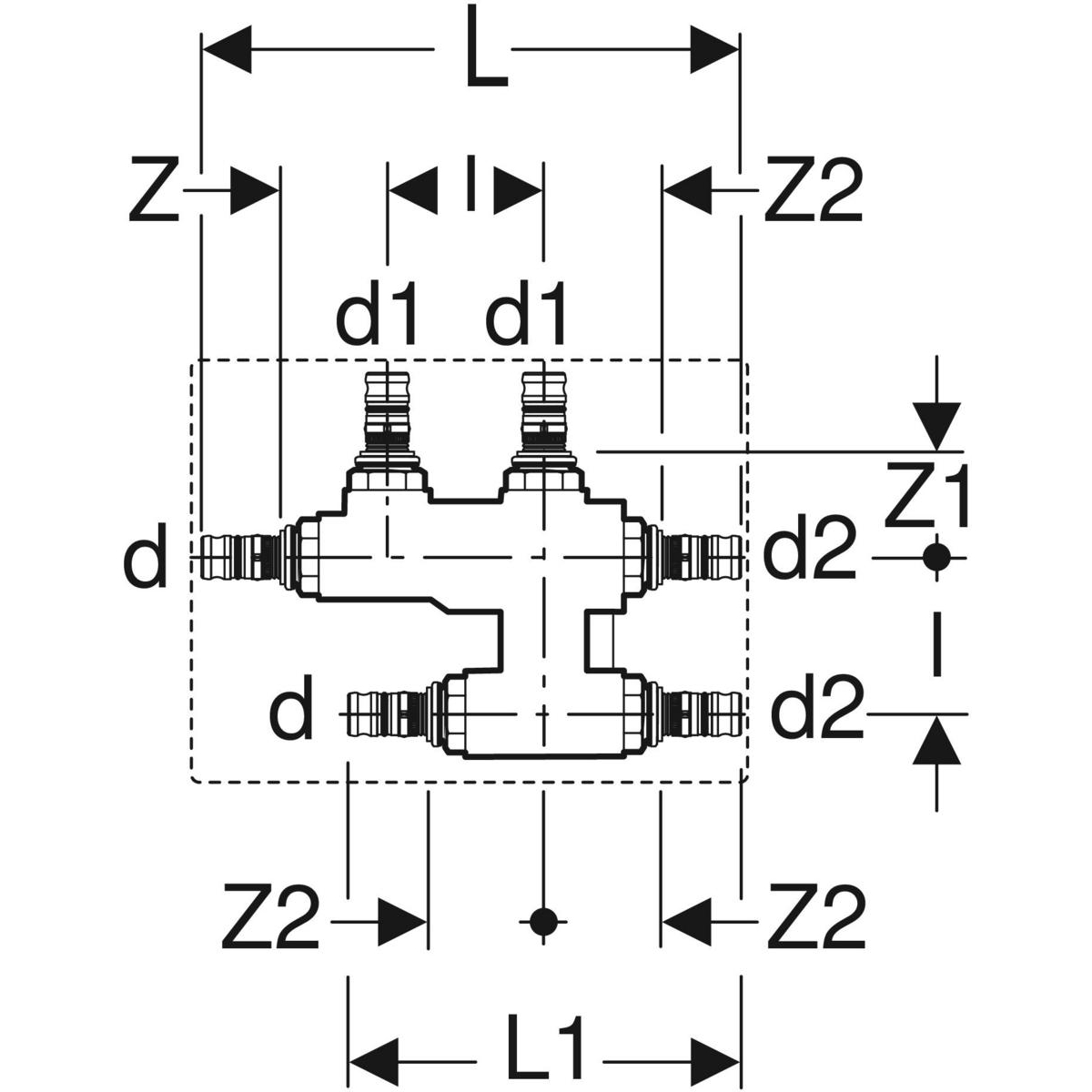 Geberit Kreuzungs-T-Stück Mepla-611319005