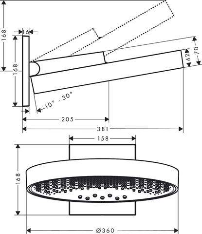 Rainfinity Kopfbrause 360 3jet, mit Wandanschluss, Ausladung: 273mm, chrom-26234000