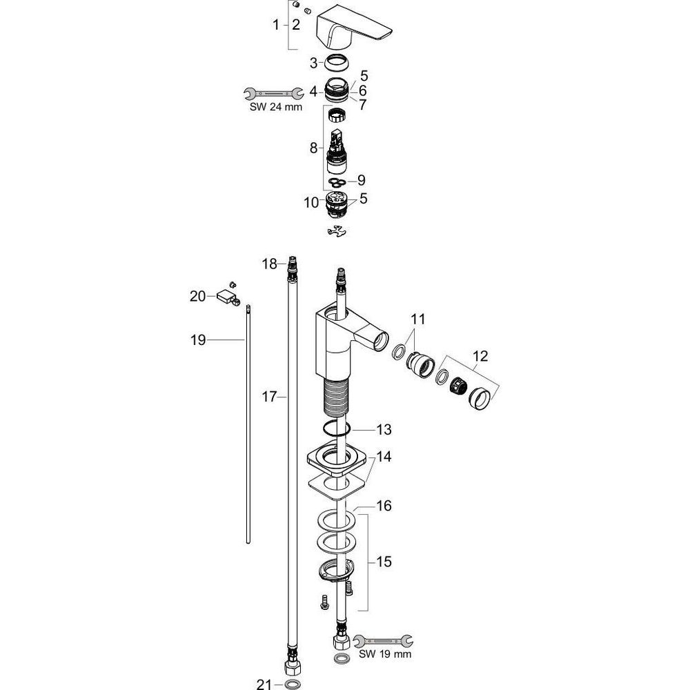 hansgrohe Bidet-Einhebelmischer Axor Citterio E Ausladung 114 mm, mit Ablaufgarnitur, mit Hebelgriff-36121000