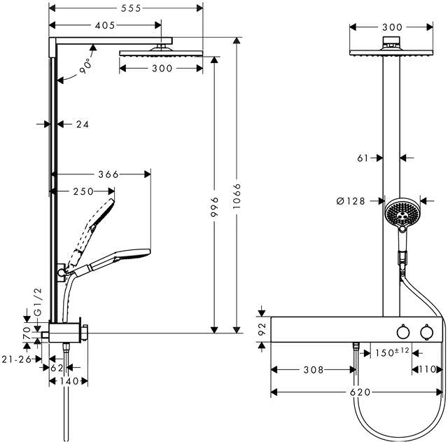 Showerpipe Raindance E 300 1jet, mit ShowerTablet, chrom