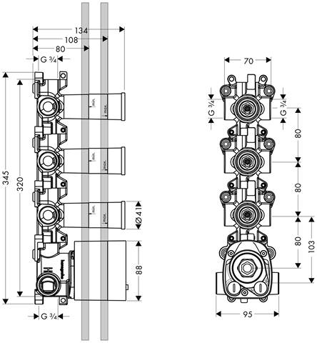 hansgrohe Grundset Axor Starck DN 20, UP-Thermostatmodul-10750180