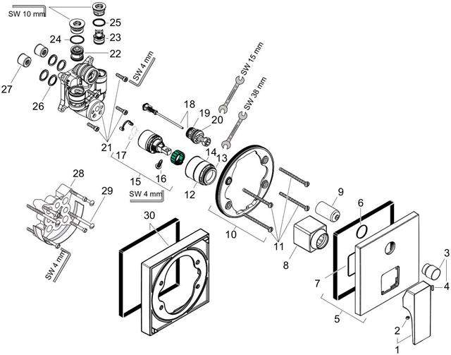 hansgrohe Fertigmontageset Metropol UP-Wannen-Einhebelmischer mit Sicherheitskombination, chrom