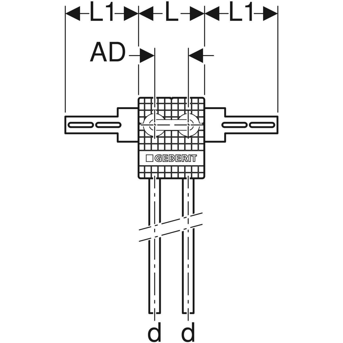 Anschlussbox Mepla Typ L 16 mm, mit Befestigungsblech, für Heizung und Kühlung 611263001-611263001