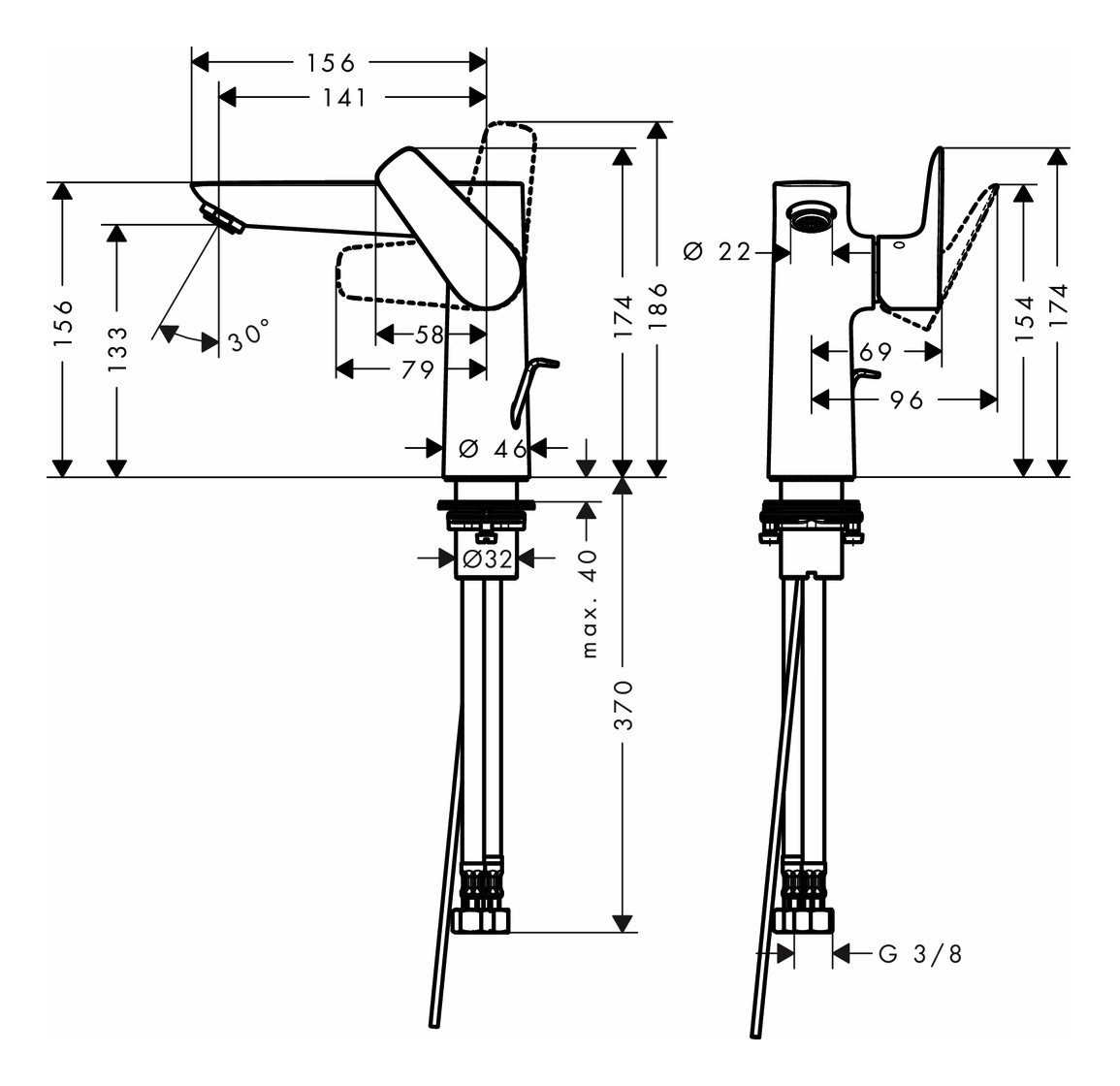 Hansgrohe Waschtisch-Einhebelmischer Talis E 150 mit Ablaufgarnitur, chrom-71754000