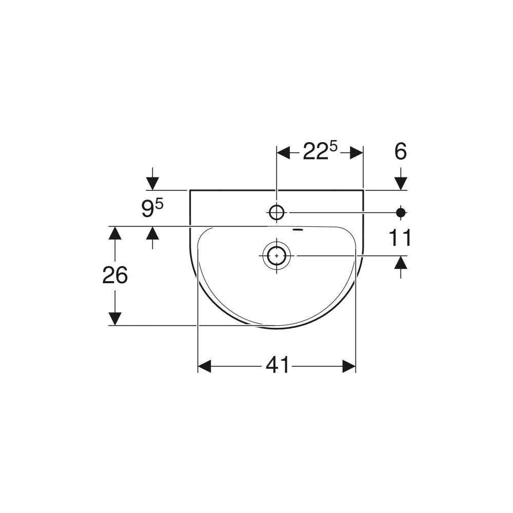 Geberit Handwaschbecken Renova 45x36cm, we, m HL, m ÜL asymmetrisch-500375011