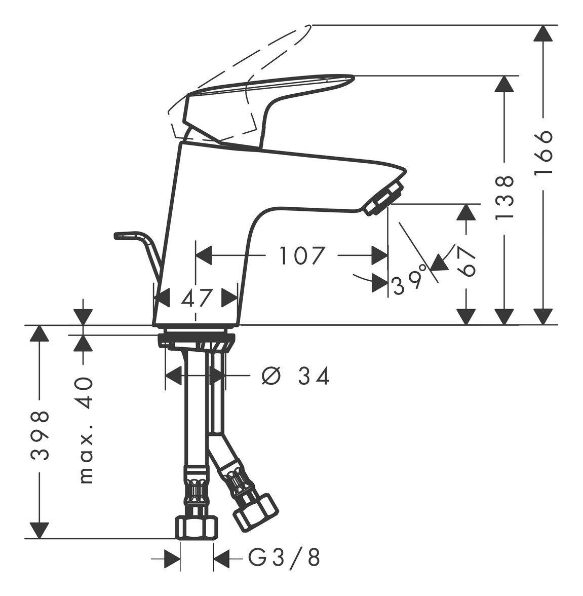 Hansgrohe Logis 70 Waschtisch-Einhebelmischer mit Ablaufgarnitur, chrom-71070000