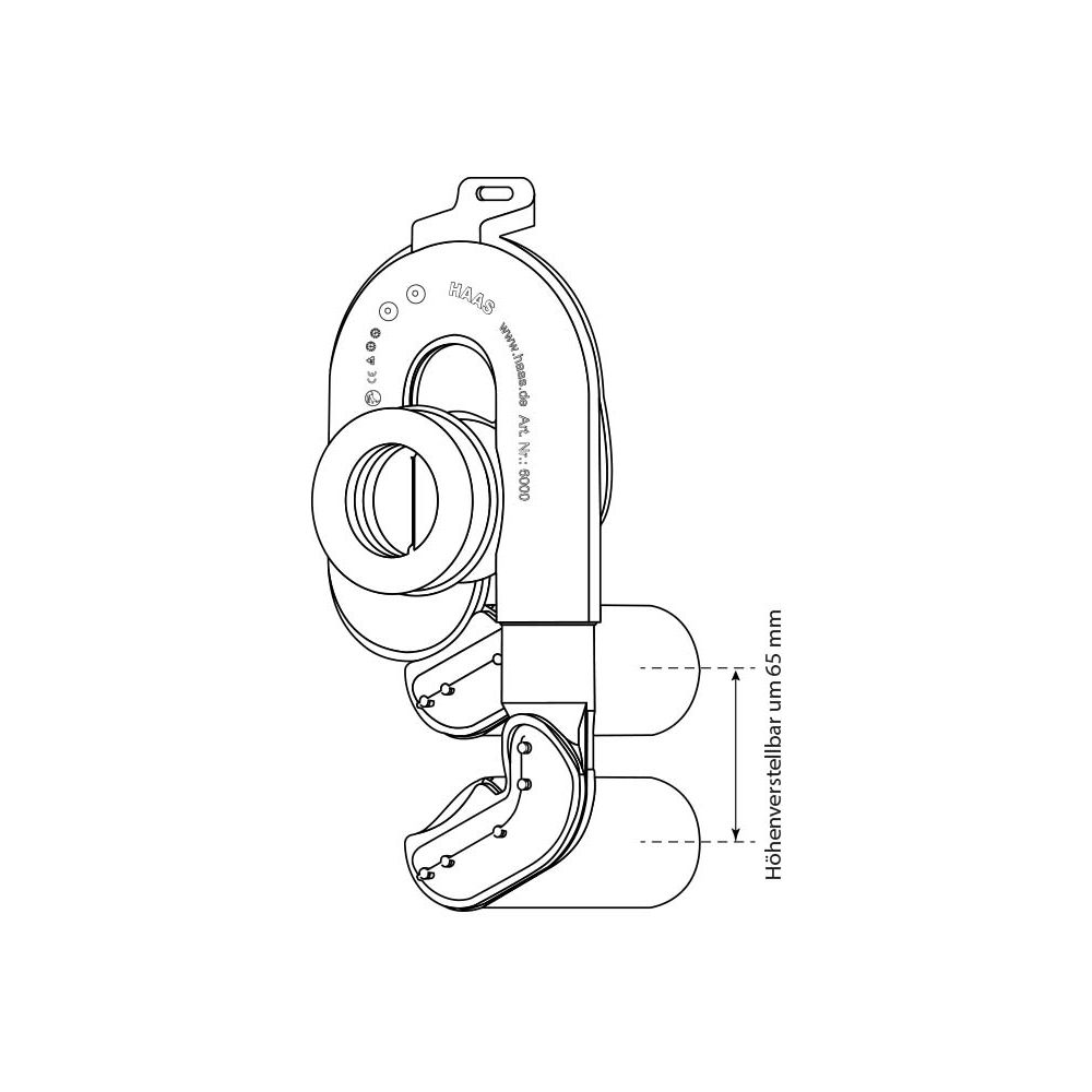 HAAS Urinal-Absaugsiphon OHA 6000 DN 50, höhenverstellbar um 65mm, waagerecht, schwarz-06000