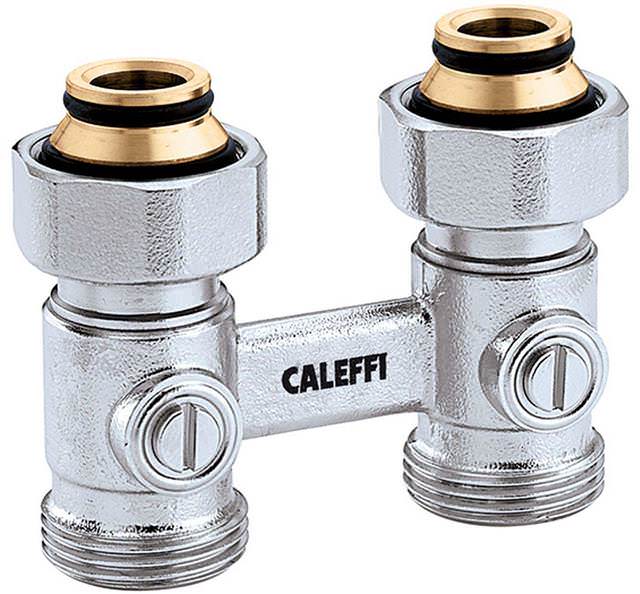 Caleffi Zweirohr-Hahnblock Durchgang, Heizkörperanschluss 3/4" IG 