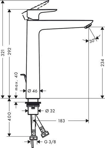 Waschtisch-Einhebelmischer Talis E 240, mit Ablaufgarnitur, Ausladung 183 mm, chrom