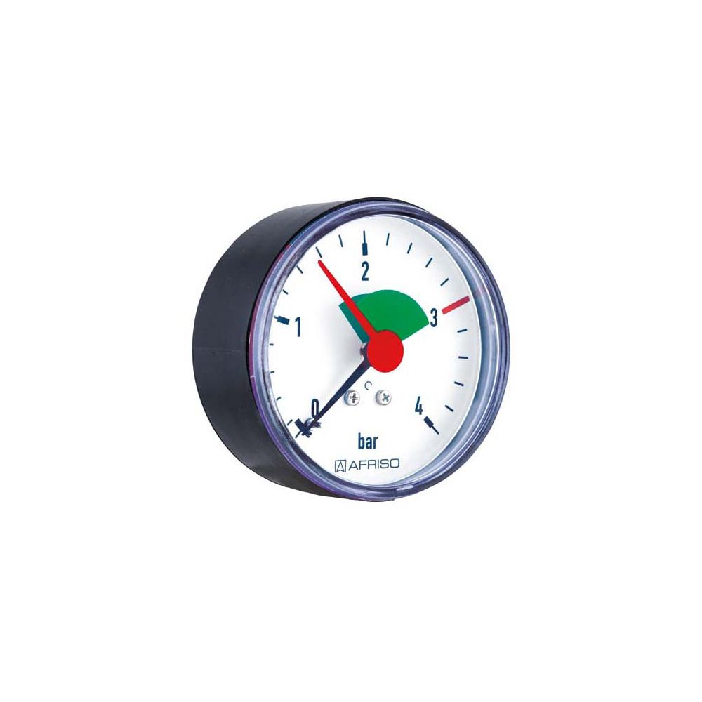 Afriso Rohrfedermanometer HZ 63 axial Gehäuse d 63 mm, G 3/8" B, 0-4 bar Gehäuse d 63 mm, G 3/8" B, 0-4 bar