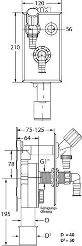 HAAS Unterputz-Geräte-Siphon OHA 4070,DN 40/50, Montage senkrecht, schwarz-04070