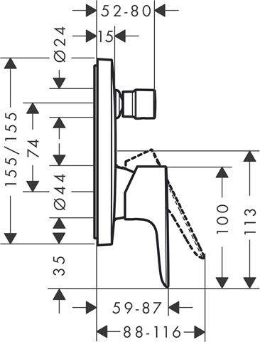 hansgrohe Fertigmontageset Talis E Unterputz-Wannen-Einhebelmischer mit Sicherungskombination chrom