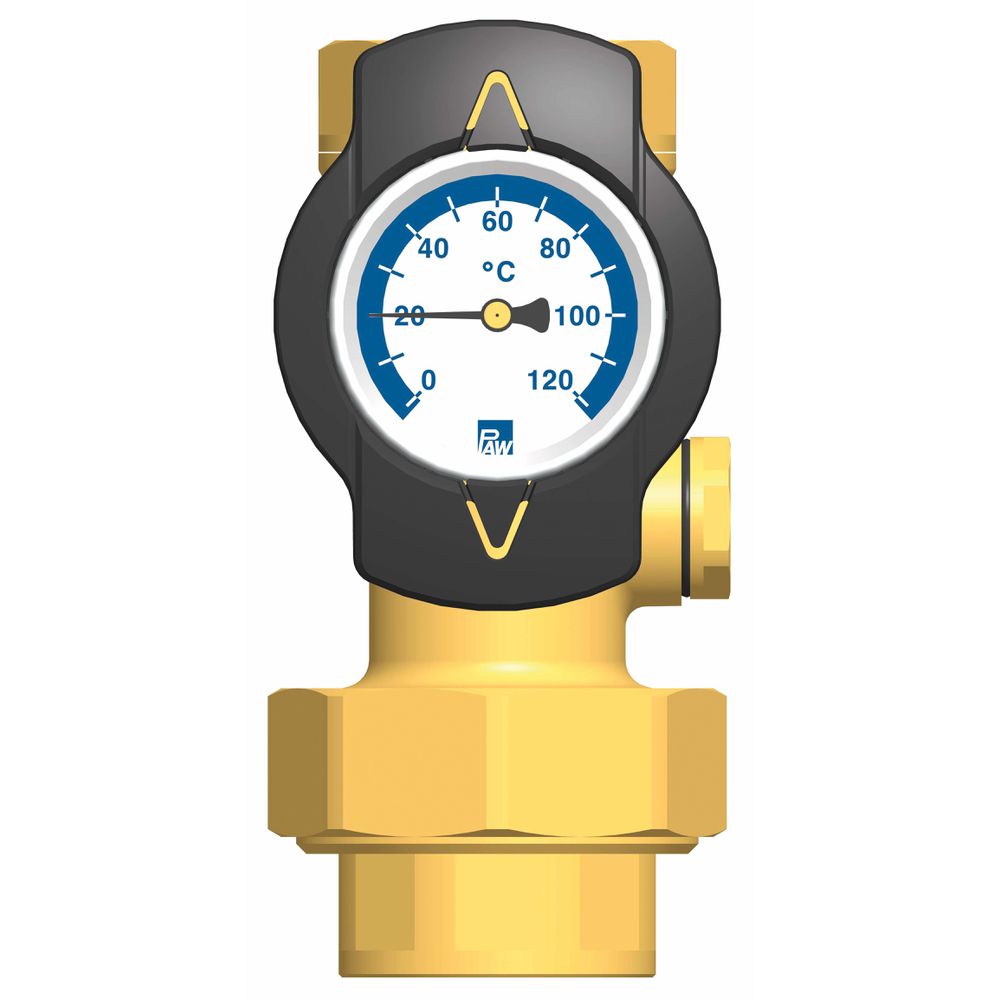 PAW Rücklaufset TK3 DN 32, 1 1/4" x 1 1/4", blaues Thermometer 