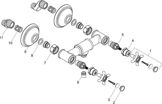 hansgrohe Brause-Zweigriff-Armatur Axor Montreux DN 15, chrom, Aufputz