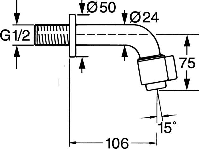 Waschtisch-Wand-Auslaufventil HANSANOVA chrom, Ausladung 106mm-868101