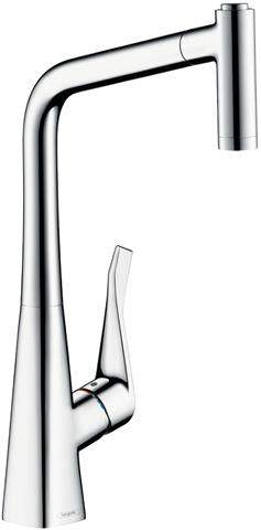 hansgrohe Metris M71 Einhebel-Küchenmischer 320, Ausziehbrause, 2jet chrom, schwenkbarer Auslauf, he-14820000