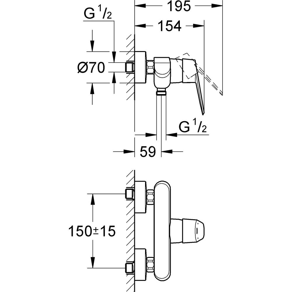 GROHE Brause-Einhebelmischer Eurodisc Cosmopolitan 1/2", Wandmontage, chrom -33569002